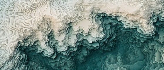 Poster - Tranquil abstract coastal imagery layered ripple patterns in underwater aerial view