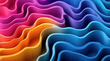 Wall Mural - Colorful waves in vibrant hues creating an abstract background design.