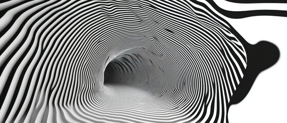 Poster - Monochrome tunnel of dynamic lines an abstract digital art perspective