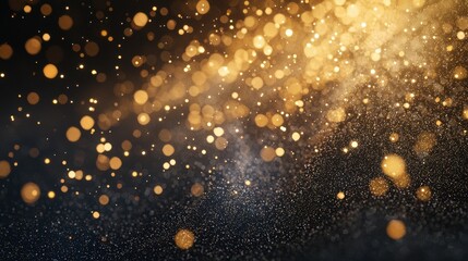 Poster - Abstract visuals of dancing particles around light source energy concept on dark canvas