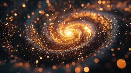 Poster - Cosmic energy spiraling particles in a glowing digital space environment
