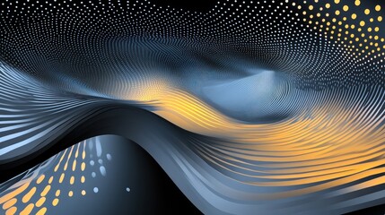 Fototapete - Abstract digital wave pattern with gradients and dotted textures.