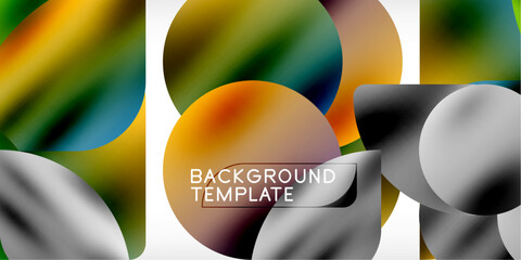 Aufkleber - Color geometric shapes background shadow circles