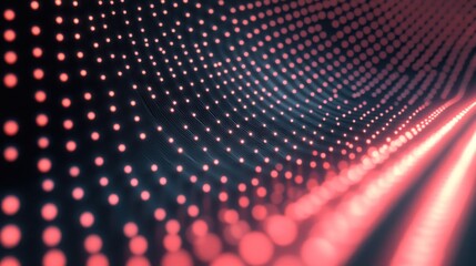 Aufkleber - Abstract digital visualization of glowing dots in a flowing wave pattern.