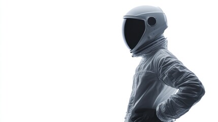 Poster - A silhouette of an astronaut in a space suit against a white background.
