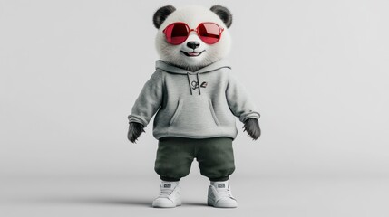 Poster - A stylish panda character wearing sunglasses and casual clothing.