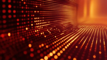 Aufkleber - Abstract digital design with glowing dots and lines in warm tones.