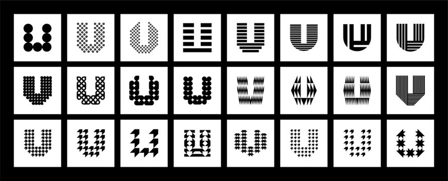 Modern flat abstract letter U logo template set