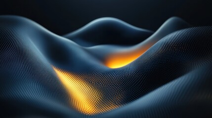 Fototapete - Abstract representation of flowing waves with glowing highlights.