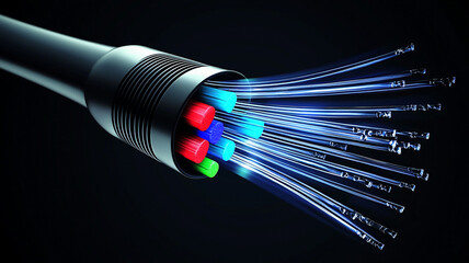 Poster - Fiber optic cable installation technology showcase industrial setting visual content high-tech environment close-up view ai generate impact