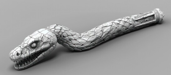 Wall Mural - Highly detailed and 3D rendering of a coiled venomous snake its scales reflecting the light and its fangs bared conveying a sense of imminent danger and primal power