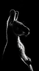 Poster - Silhouette of a kangaroo against a dark background, highlighting its profile and features.