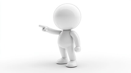 Poster - A 3D character with a spherical head pointing, suggesting communication or direction.