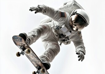 Aufkleber - An astronaut skateboards in space, combining adventure with a futuristic twist.