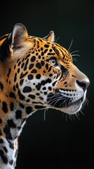 Poster - A close-up profile of a jaguar showcasing its distinctive spots and piercing gaze.