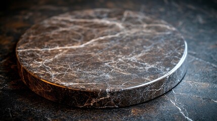 Aufkleber - A detailed view of a marble tabletop reveals stunning natural patterns and a smooth, reflective surface. Perfect for enhancing dining spaces or display areas with luxury