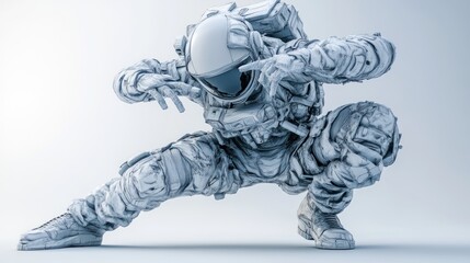 Aufkleber - A futuristic astronaut in a dynamic pose, showcasing advanced space suit design.