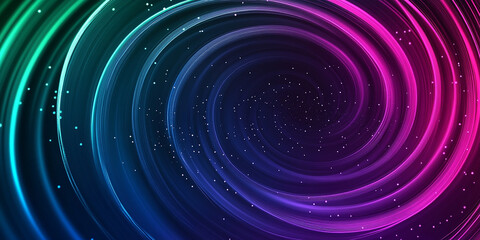 Poster - Abstract background with a colorful circular motion effect, featuring green and purple colors. A light pink glow emanates from the center of an abstract rainbow gradient backgroun