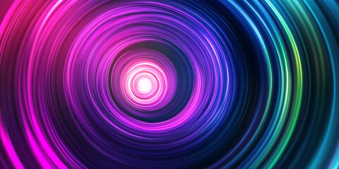 Poster - Abstract background with a colorful circular motion effect, featuring green and purple colors. A light pink glow emanates from the center of an abstract rainbow gradient backgroun