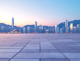 Poster - A serene urban skyline at dusk, showcasing modern architecture against a pastel sky.