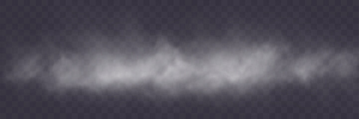 Poster - Realistic smoke, vape, fog, smog. Illustration of smoke on a transparent background.	
