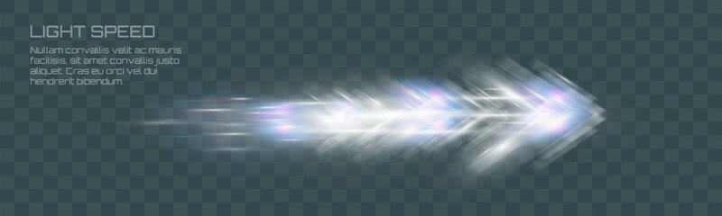Aufkleber - Glowing light speed effect with motion blur and futuristic neon tones on transparent dark background.
