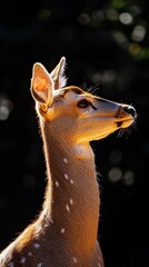 Aufkleber - A close-up profile of a deer with soft lighting highlighting its features.