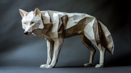 Aufkleber - A geometric paper sculpture of a wolf, showcasing artistic design and craftsmanship.