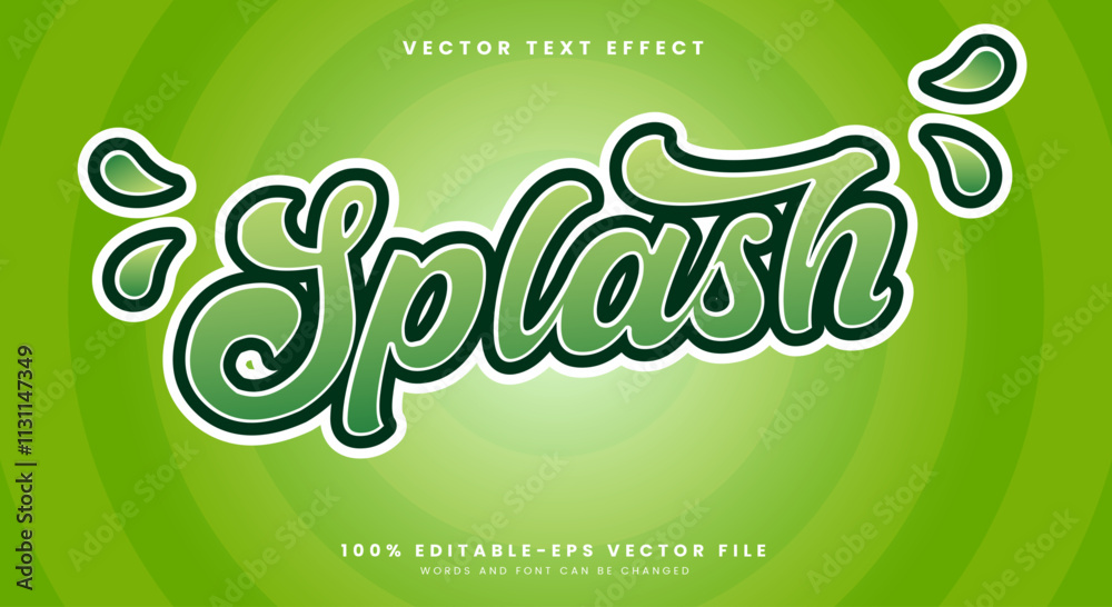 Splash 3d editable text effect template with modern style Stock Vector ...