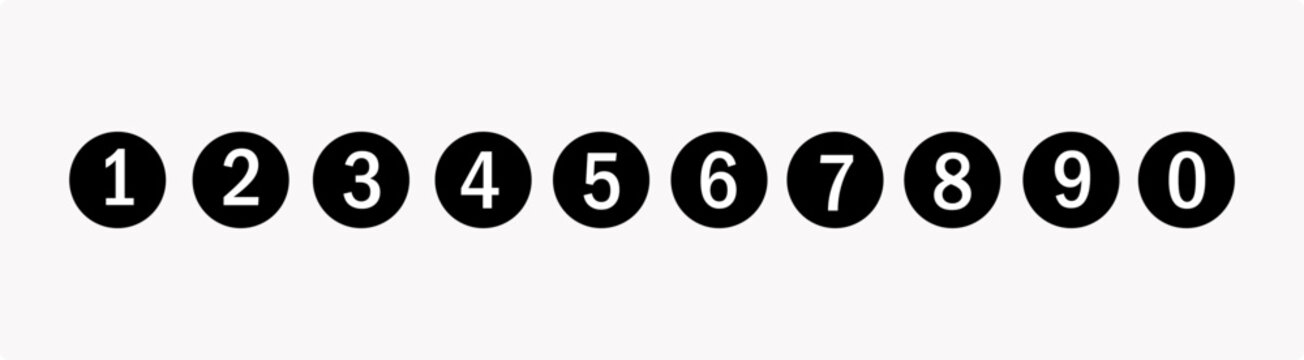 Number, Flags, 0, 1 to 9, Flat, design, isolated, vector.