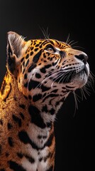 Poster - A close-up of a jaguar gazing upward, showcasing its striking fur and facial features.