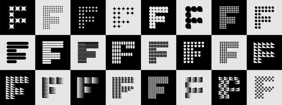 Abstract shape initial F letter logo collection