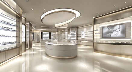 Poster - A modern eyewear store interior featuring sleek displays and bright lighting.