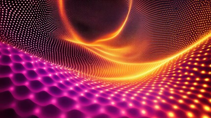 Poster - Abstract digital landscape with flowing waves and vibrant colors.