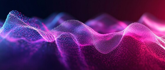 Poster - This digital artwork depicts an articulated of structured soundwave forms with vibrant transitions and fluid movements  The image showcases a dynamic futuristic