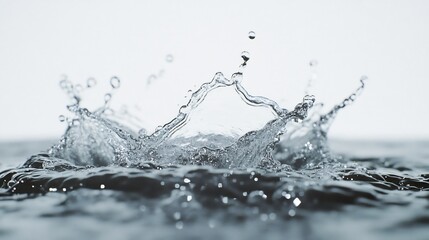 Poster - splashing clear water droplets with glimmering sparkles creating a dynamic and tranquil scene on a c