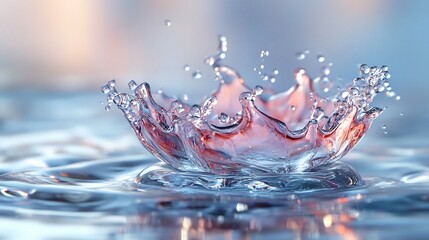 Poster - Vibrant ice cubes creating dynamic splash ripples with elegant frozen droplets and crystals against a clean pure white background  Minimal abstract and natural design composition