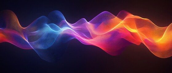 Poster - mesmerizing digital artwork featuring a dynamic undulating waveform that blends vibrant colors and f