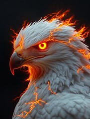 Poster - A fierce, stylized eagle with fiery elements and glowing eyes, exuding power and intensity.