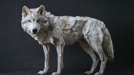 Aufkleber - A sculptural representation of a wolf made from folded paper, showcasing artistic craftsmanship.