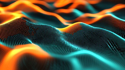Fototapete - Abstract digital waves in vibrant colors, representing data visualization or technology themes.