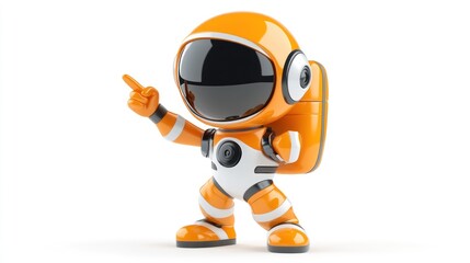 Poster - A cheerful orange astronaut character pointing, designed for playful or educational purposes.