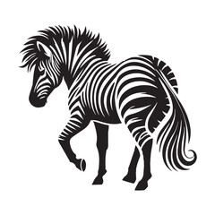 Wall Mural - Zebra  silhouette vector art black color design and solid white background 