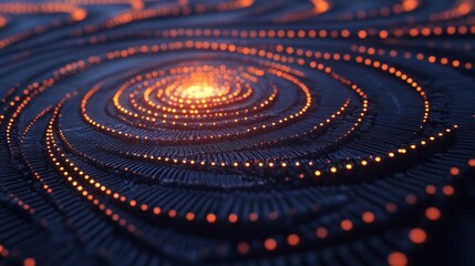 Poster - A mesmerizing spiral pattern with glowing dots, evoking a sense of depth and movement.