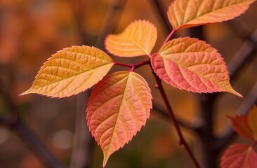 Wall Mural - Background from leaves close-up in Color of the year, 2025, mocha mousse,. Color of the year 