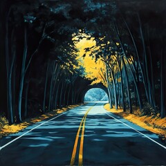 Canvas Print - Road Through a Tunnel of Trees: A Journey into Nature