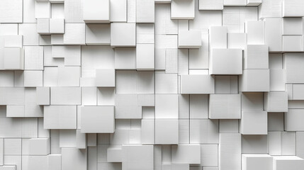 Wall Mural - white background with geometric squares and rectangular blocks, forming an abstract pattern, represe