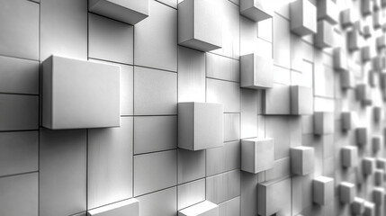 Wall Mural - white background with geometric squares and rectangular blocks, forming an abstract pattern, represe