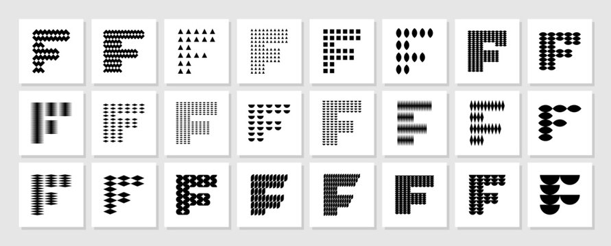 Modern flat abstract letter F logo symbol set
