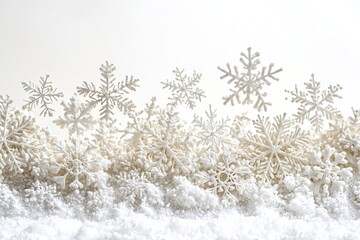 Fototapete - winter snowflakes falling on top section of the image, empty space for text on the bottom 